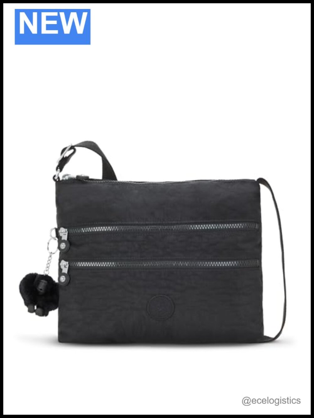 Nylon Crossbody Bag with Adjustable Strap, Multiple Pockets